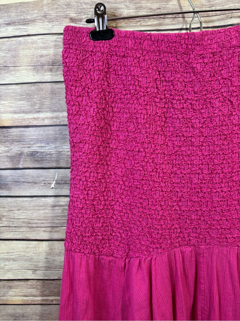 Anthropologie strapless pink smocked cotton dress size large - Picture 3 of 8